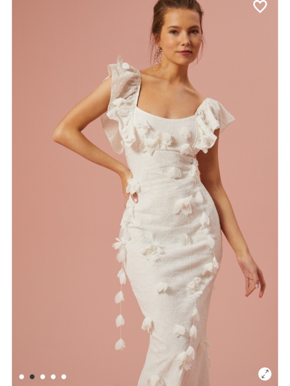 Altar'd State White Floral Appliqué Ruffled Sleeve Maxi Dress - Picture 2 of 8
